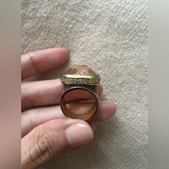 Fashion Jewelry Enamel Taupe Citrine Orange CZ Glass Cocktail Fashion Ring 6 - Picture 2 of 5